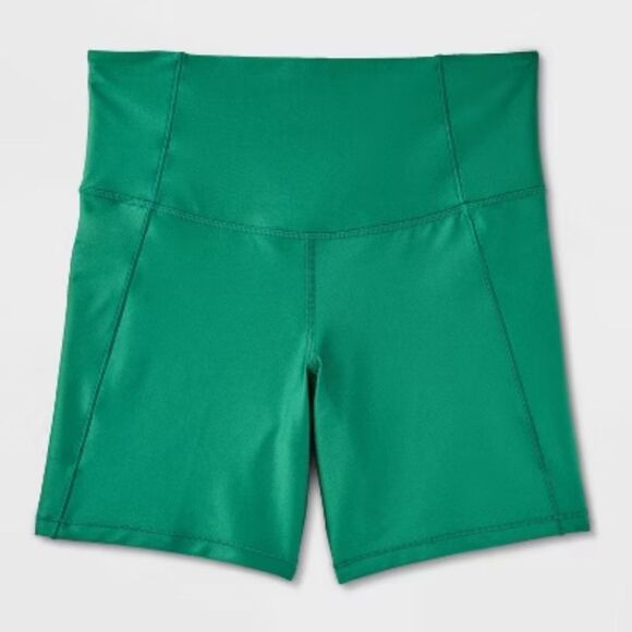 NWT All in motion medium green effortless support 6 inch bike active shorts - Picture 1 of 8